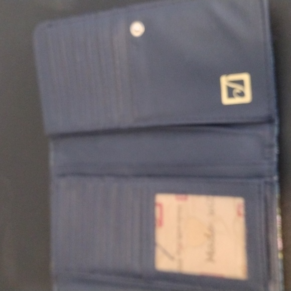 STONE MOUNTAIN SEA GREENISH BLUE CANVAS W/ TAN TRIM SHOULDER BAG & WALLET - Picture 8 of 16